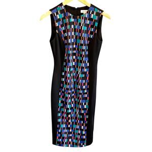 Calvin Klein Multi-Color Print Sleeveless Sheath Midi Dress - size 2calbi